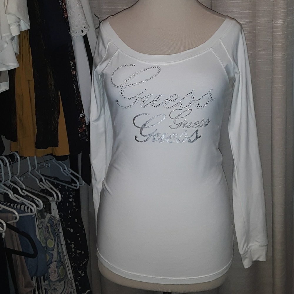 Guess long sleeve stretch logo shirt